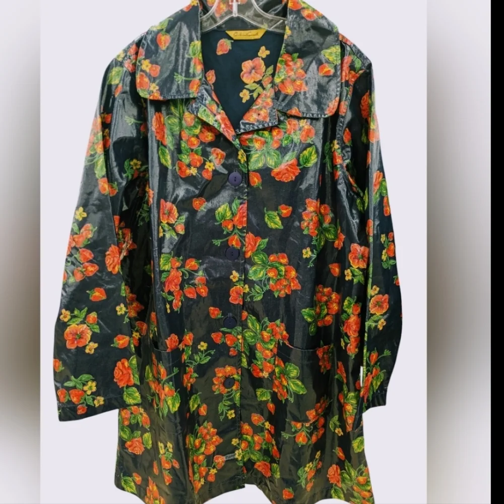 Vintage April Cornell Strawberry Raincoat XL - Picture 3 of 7